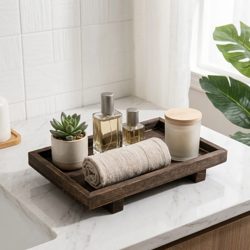 Desk Organizer - Plateau de rangement en bois rétro