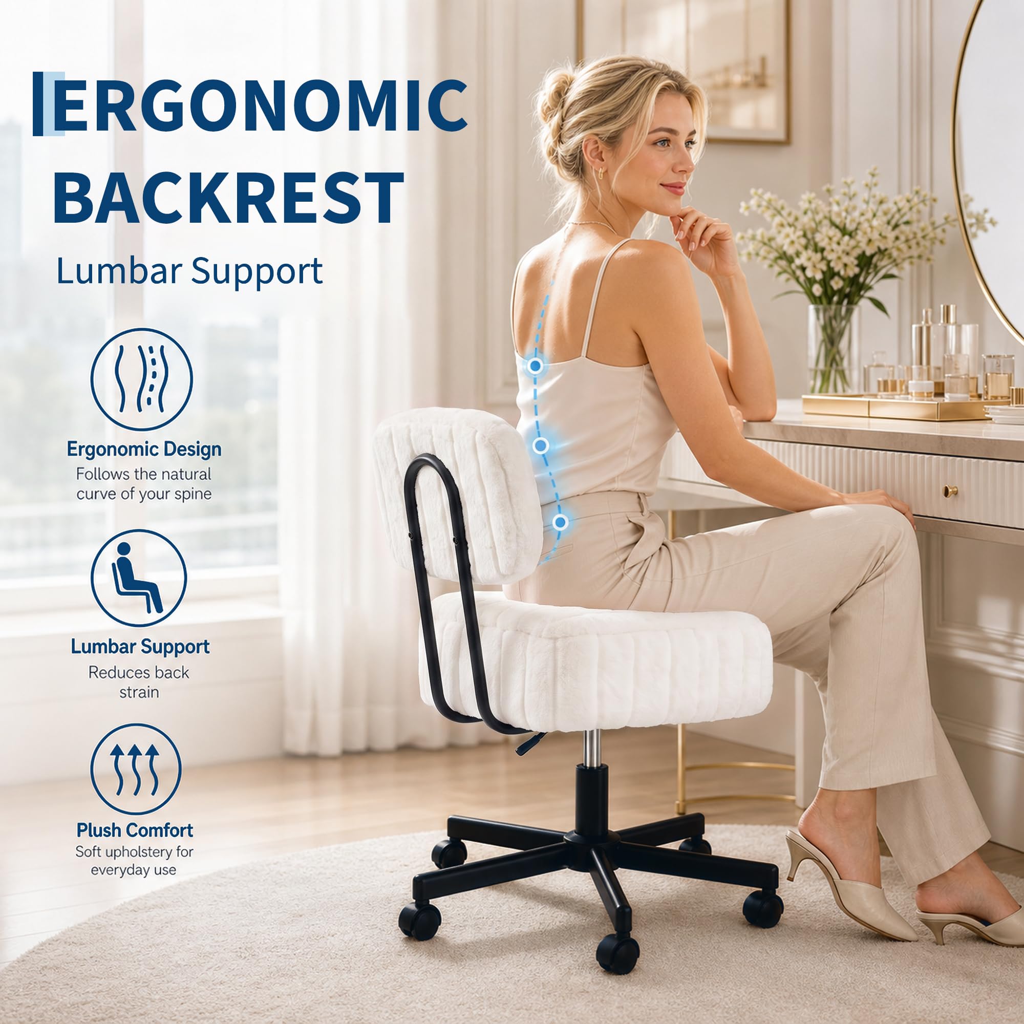 Chaise de coiffeuse avec range - Office Stool avis et prix
